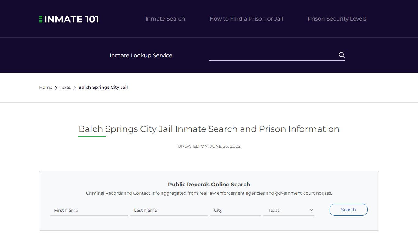 Balch Springs City Jail Inmate Search, Visitation, Phone ...