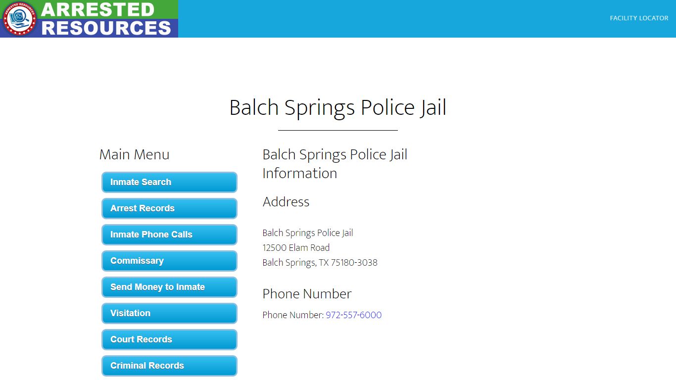 Balch Springs Police Jail - Inmate Search - Balch Springs, TX