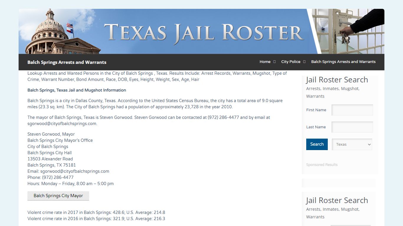 Balch Springs Arrests and Warrants | Jail Roster Search